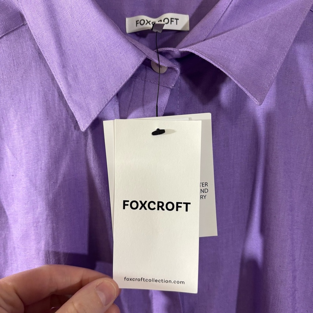 FOXCROFT Women’s Easy Care Linen Button Down Shirt Size XL Amethyst Purple NEW - Picture 3 of 6